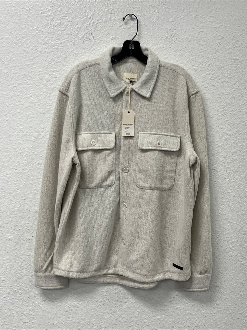 Casual Button-Down Shirt Jacket in Off-White #1222